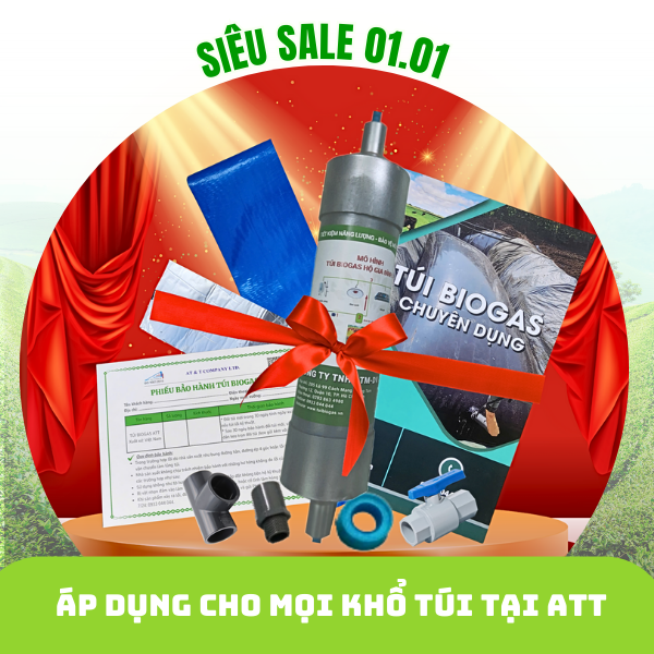 Túi biogas HDPE giảm giá 01.01 – Áp dụng cho mọi khổ túi tại ATT